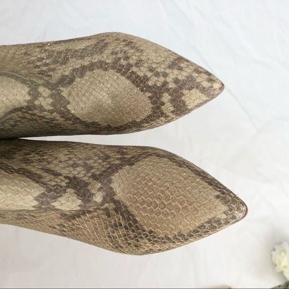 NEW PARIS TEXAS Slip On Leather Boots 36 Snake Print Pointy Toe Boho Western - Picture 11 of 15